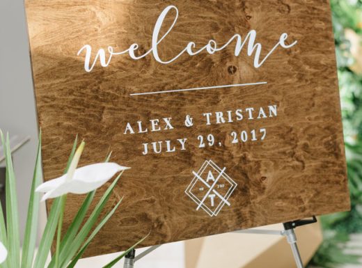 wedding sign floral arrangement
